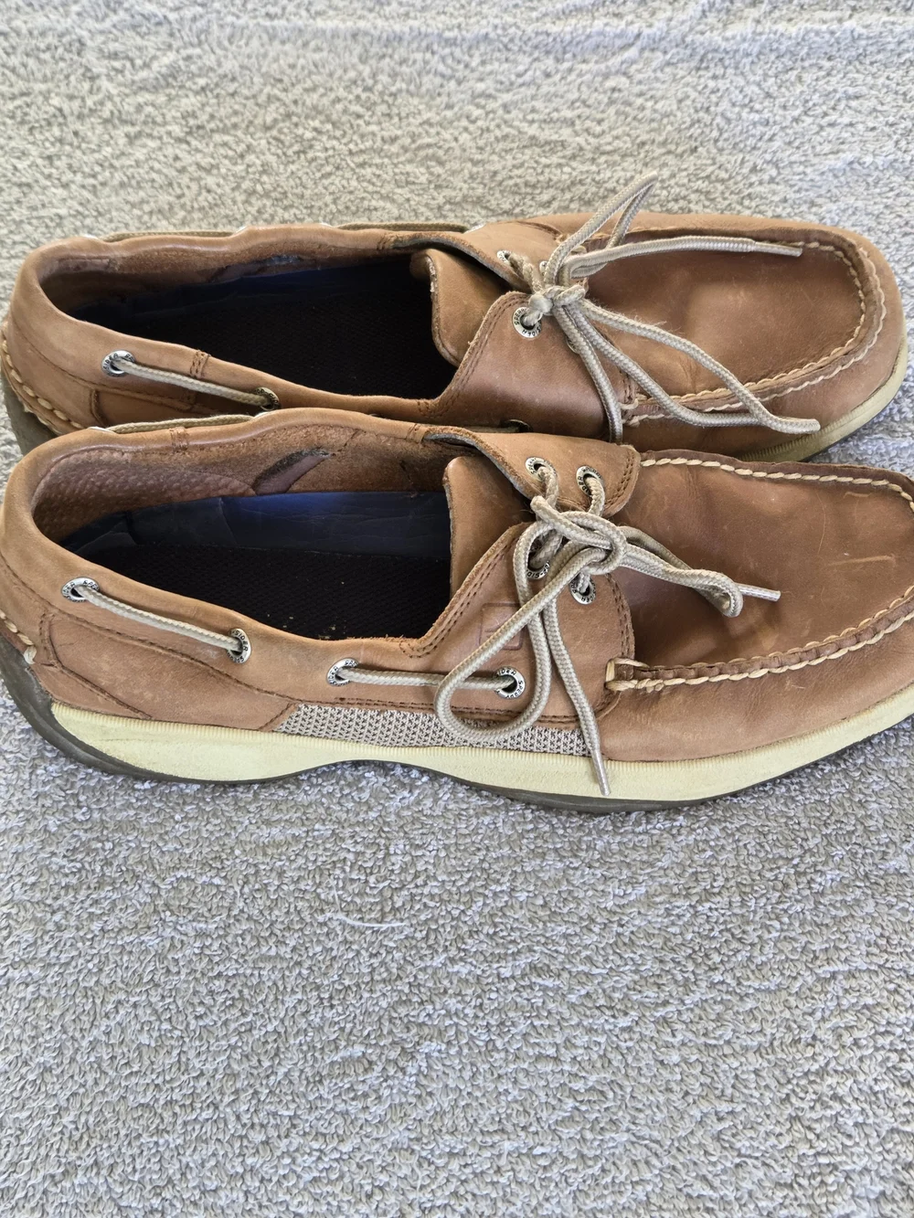 Sperry Men's Brown Leather Boat Shoes - Classic Lace-Up Size 11M